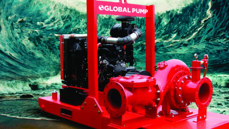 Global Pump diesel trash pump on skid base